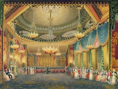 La sala della musica, da Vedute del Royal Pavilion, Brighton di John Nash (1752-1835) 1826 da English School